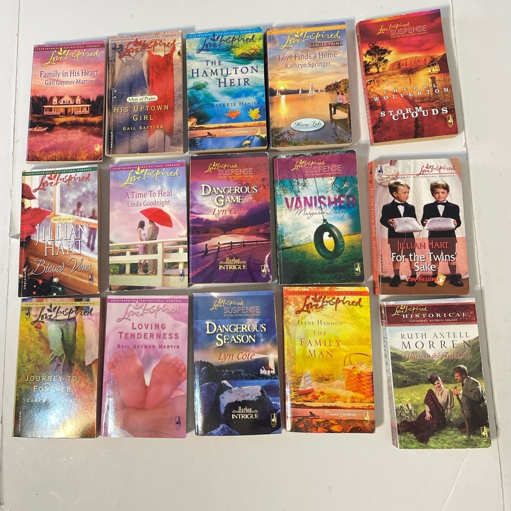 Lot of 15 used romance Love Inspired Christian  paperback books Collection